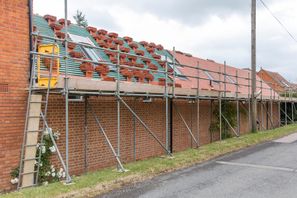 Tiling & Scaffolding on a house